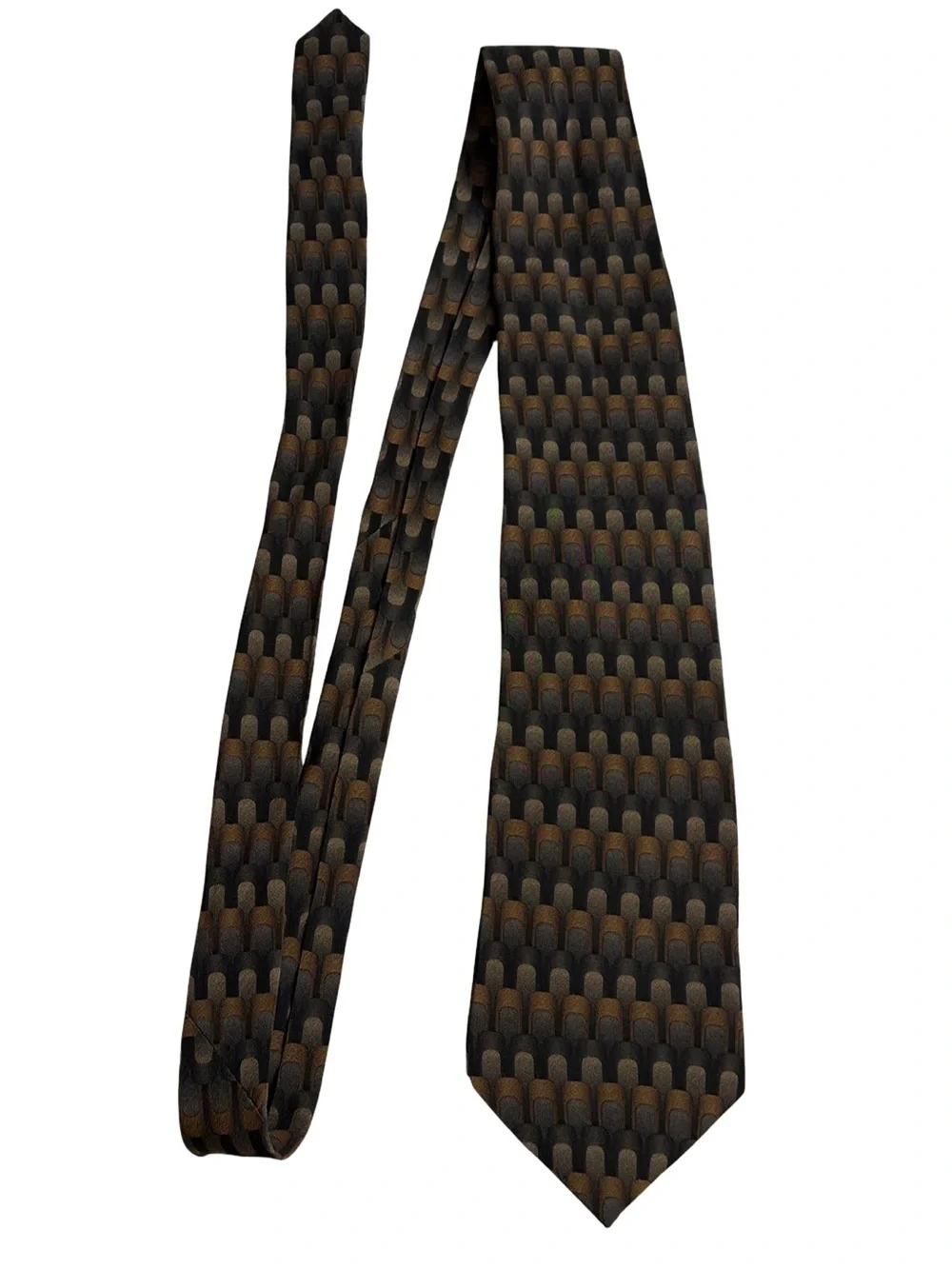 Grateful Dead Dancing Bear Tie with Brown & Black Geometric Pattern